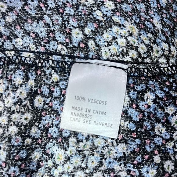 RACHEL ZOE DITSY FLORAL MINI SKIRT SMOCKED WAIST NAVY BLUE YELLOW BLACK SIZE M - Picture 4 of 9